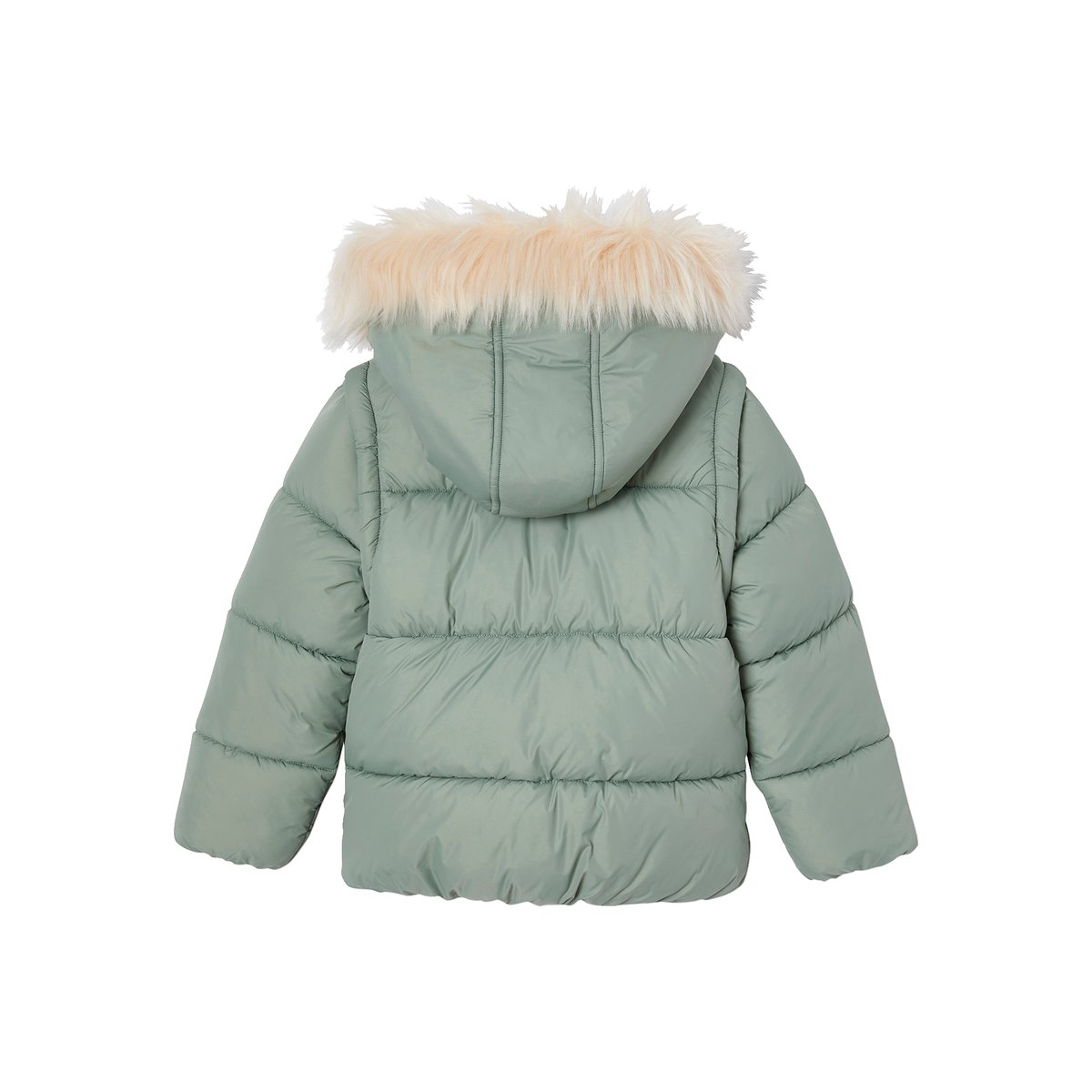 Doudoune évolutive capuche et manches amovibles lichen, VERTBAUDET