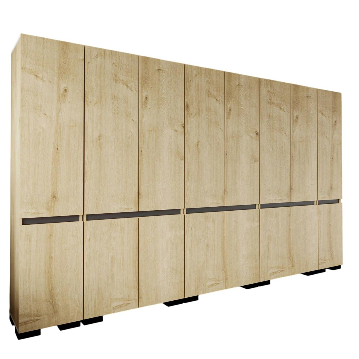 Dressing 16 portes décor chêne et anthracite 360 cm BYRON chêne, PIER IMPORT