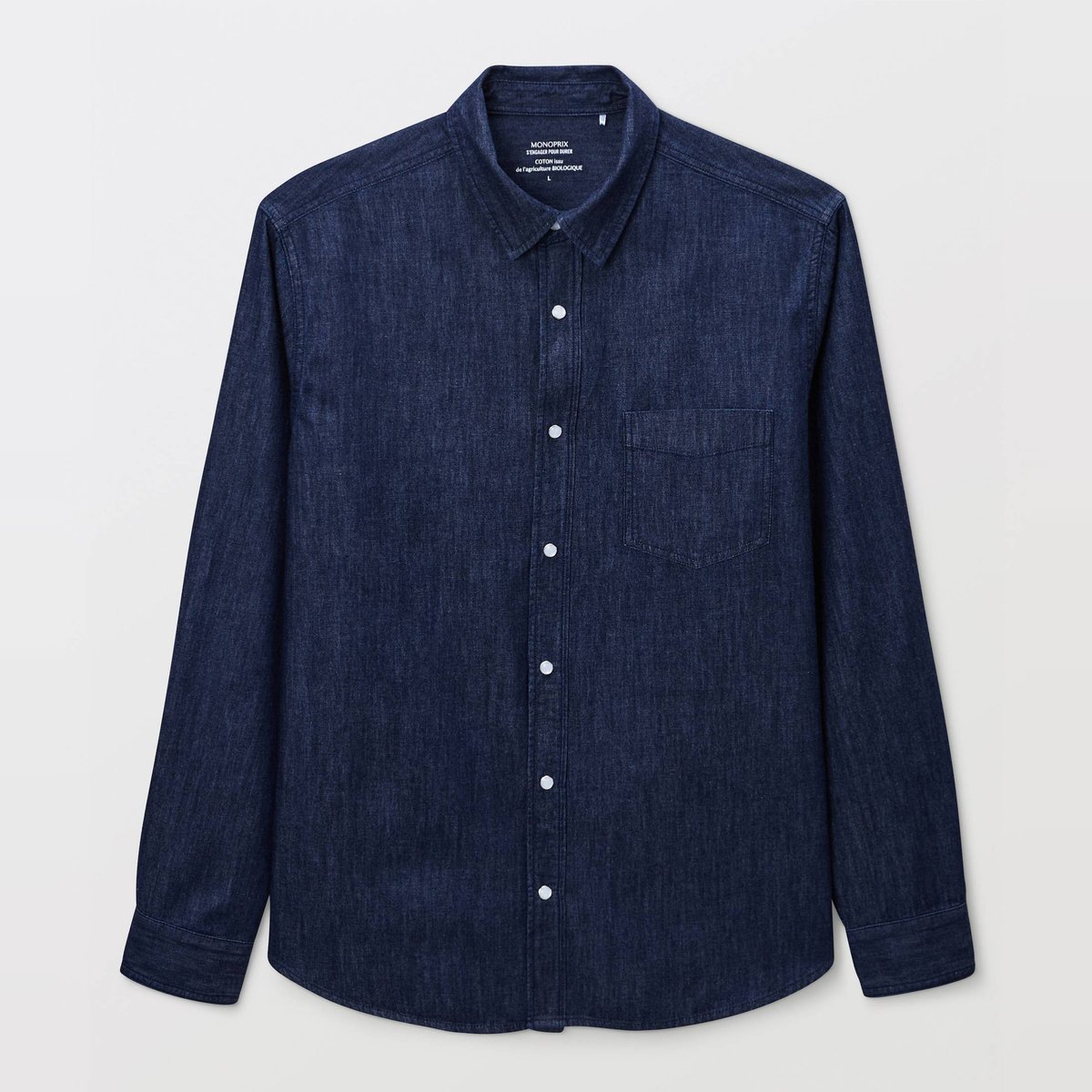 Chemise jean en coton BIO GOTS brut, MONOPRIX