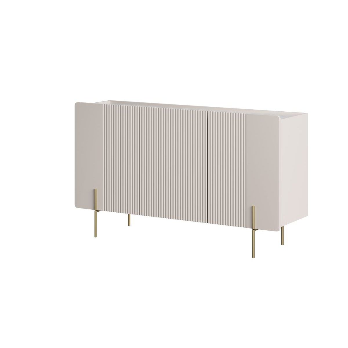 Buffet bas en panneaux de particules et MDF 4 portes 150 cm, MATHILDE beige, BOBOCHIC