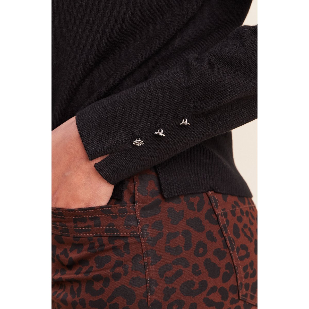 Pull droit col rond manches longues noir, BREAL