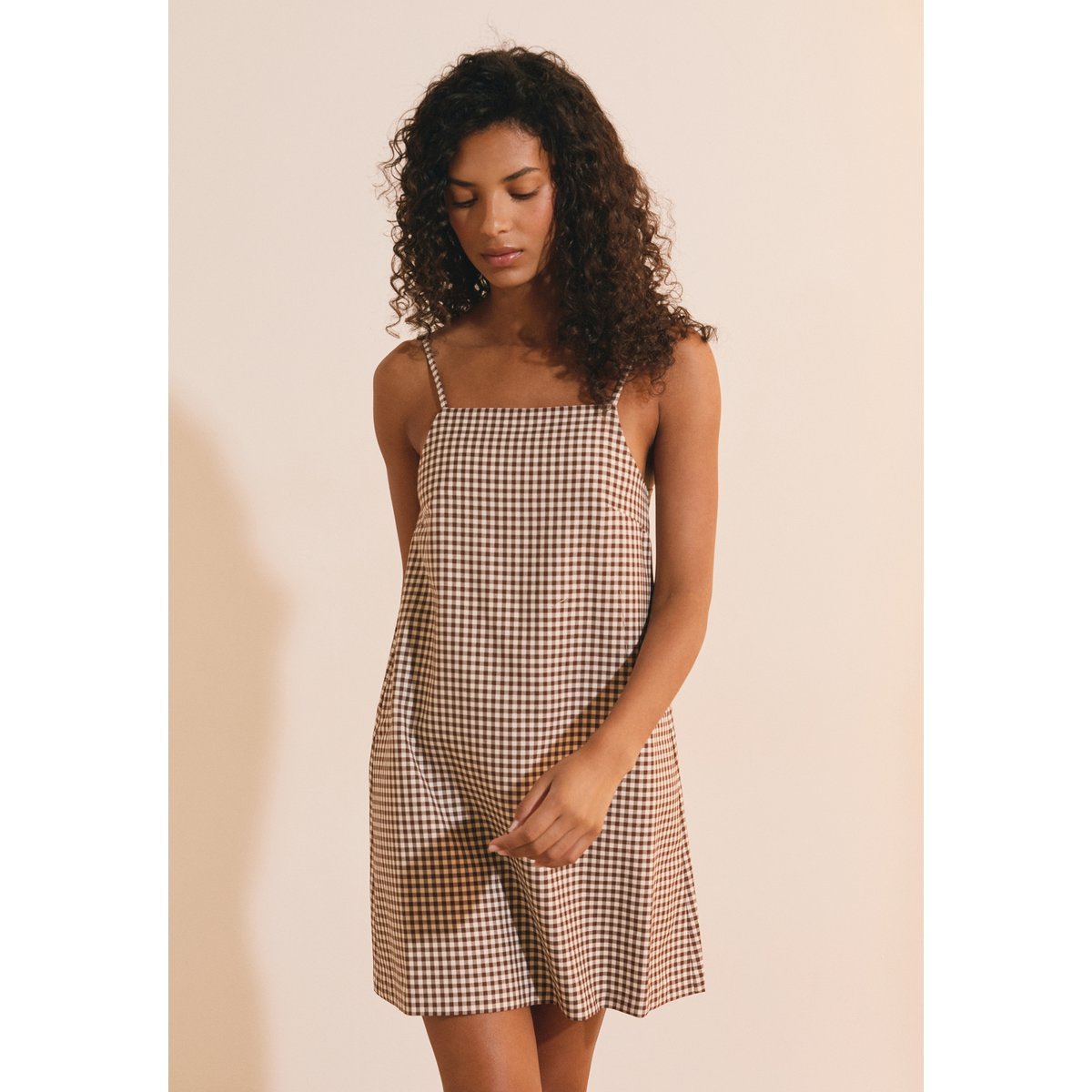 Robe courte à carreaux A PARAMY CRX chocolat, ETAM