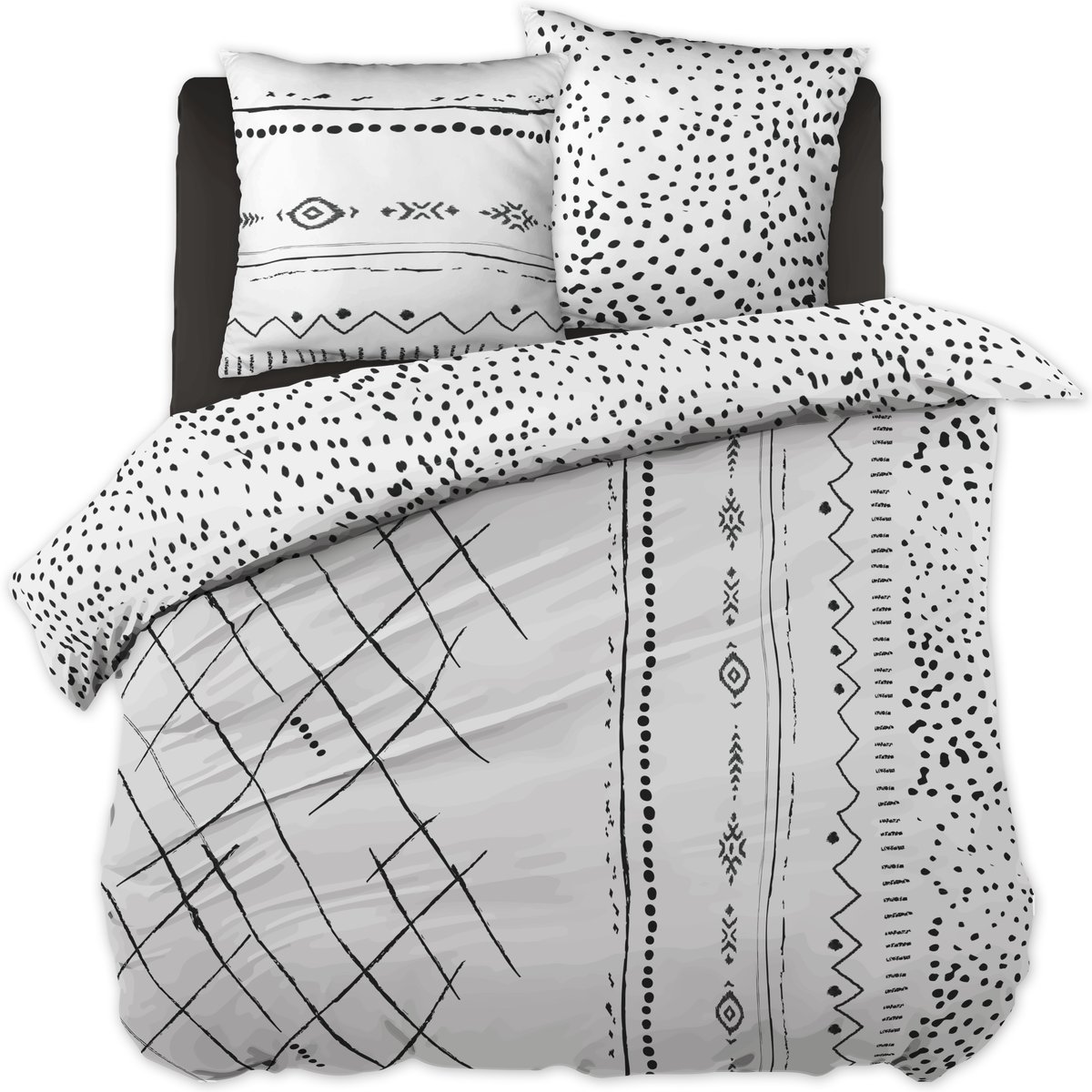 Parure de lit Collection Ethnic Ikat blanc, EDEN