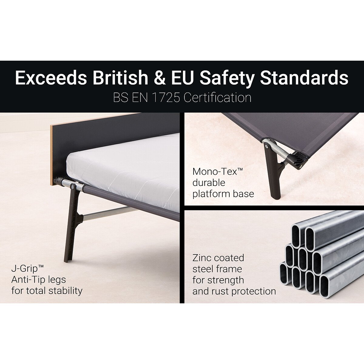 Jay-Be® Rollaway Folding Bed with e-Fibre Mattress black, JAY-BE