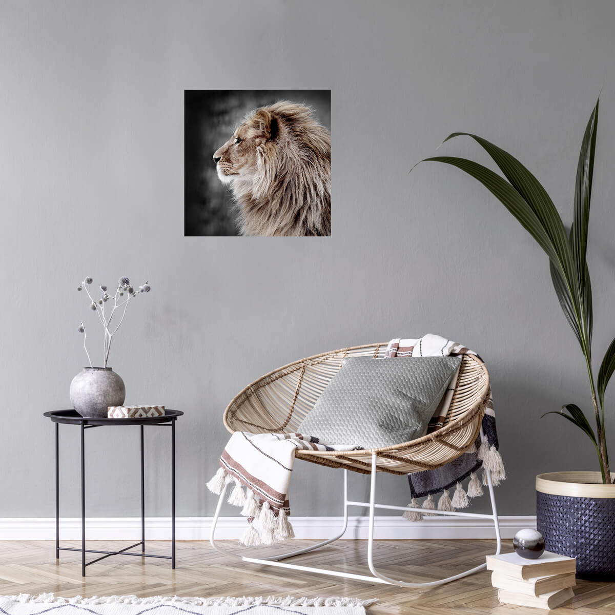 Tableau Mural Lion De Profil ANIMAUX tableaux sur toile-gris, CEANOTHE