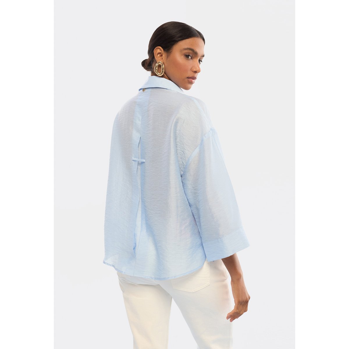 Chemise oversize en lin mélangé bleu clair, LOLA CASADEMUNT