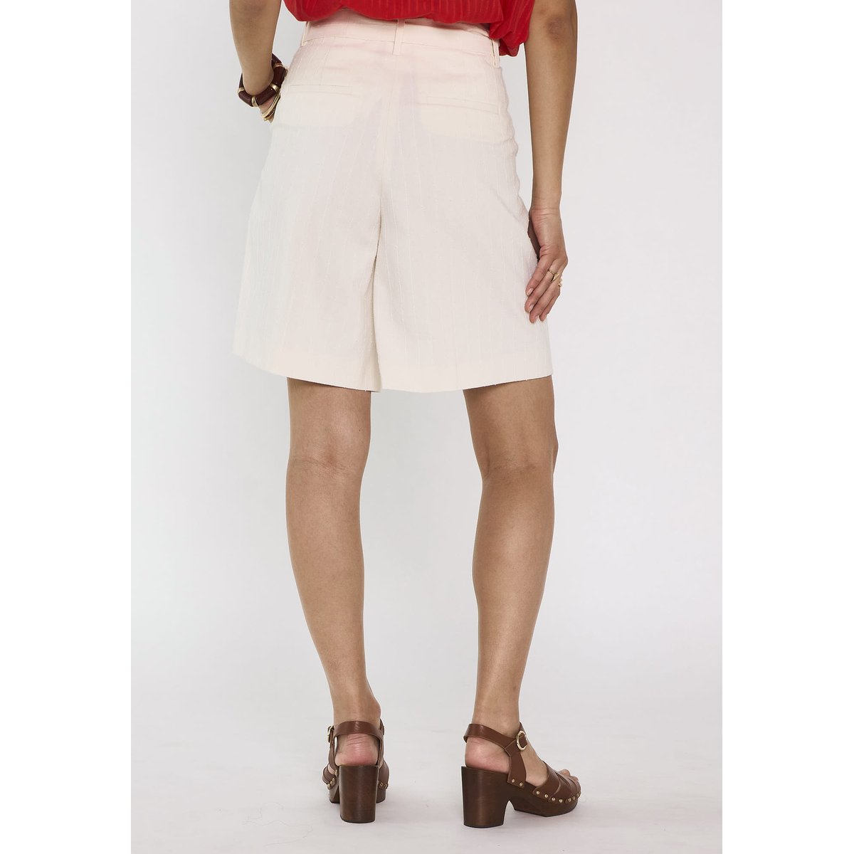 Bermuda droit en coton mélangé TIA blanc, Maison 123