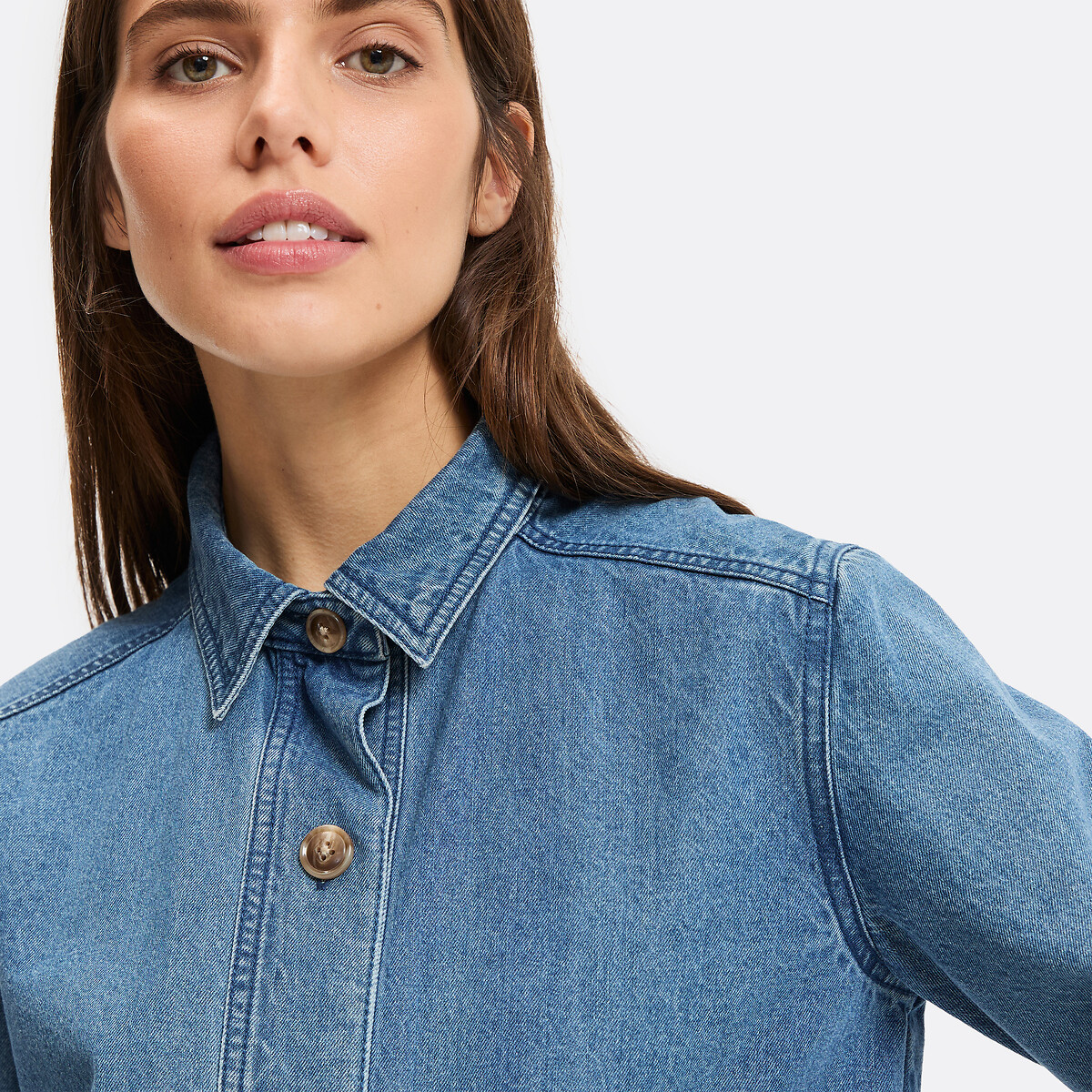 Veste droite en denim, Signature LEONY bleu stone, LA REDOUTE COLLECTIONS