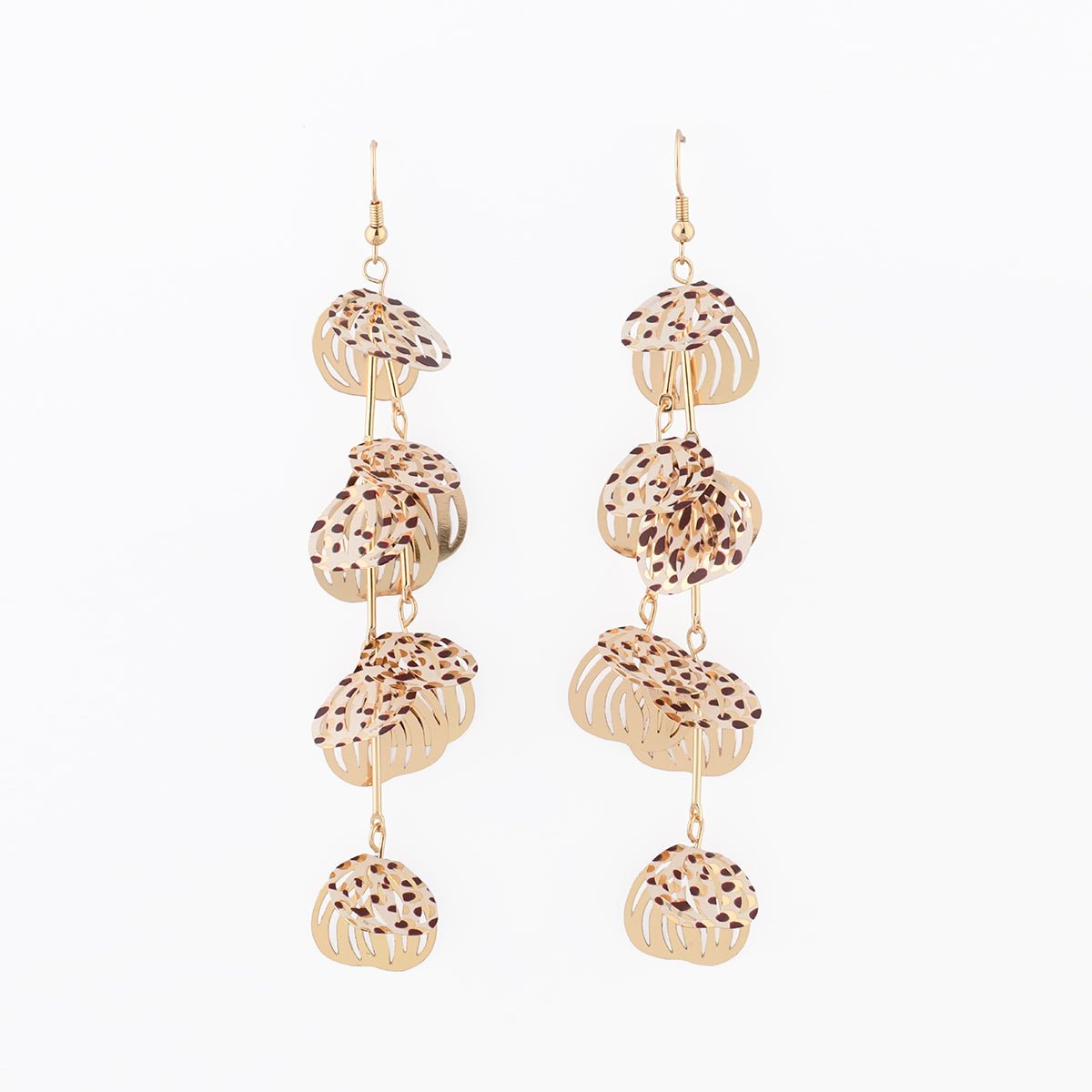 Boucles d'oreilles pétales Balagane imprimé tacheté doré, BALABOOSTE