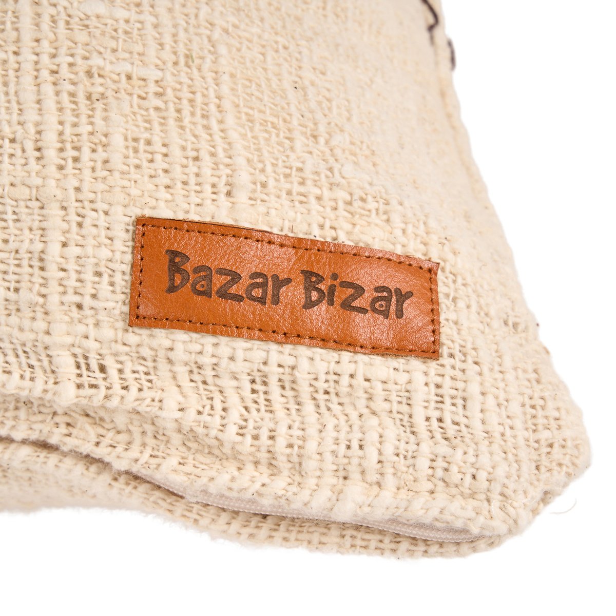 Housse de coussin en coton COCOA PATCHWORK brun naturel, BAZAR BIZAR