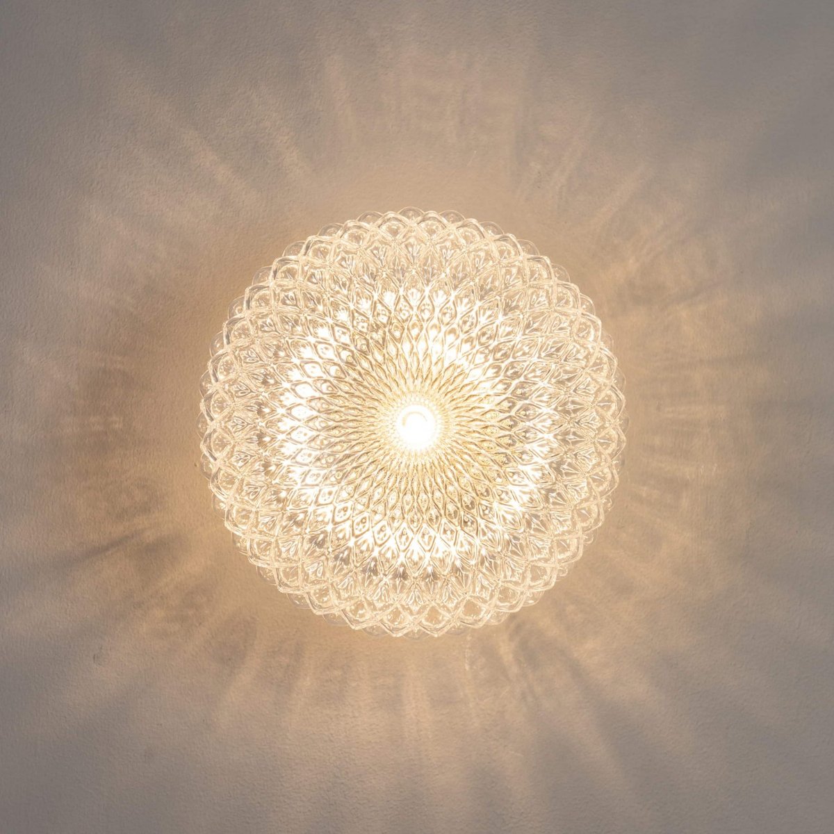 Plafonnier avec abat-jour en verre - ANTHEMIS transparent et chromé, KOSILUM