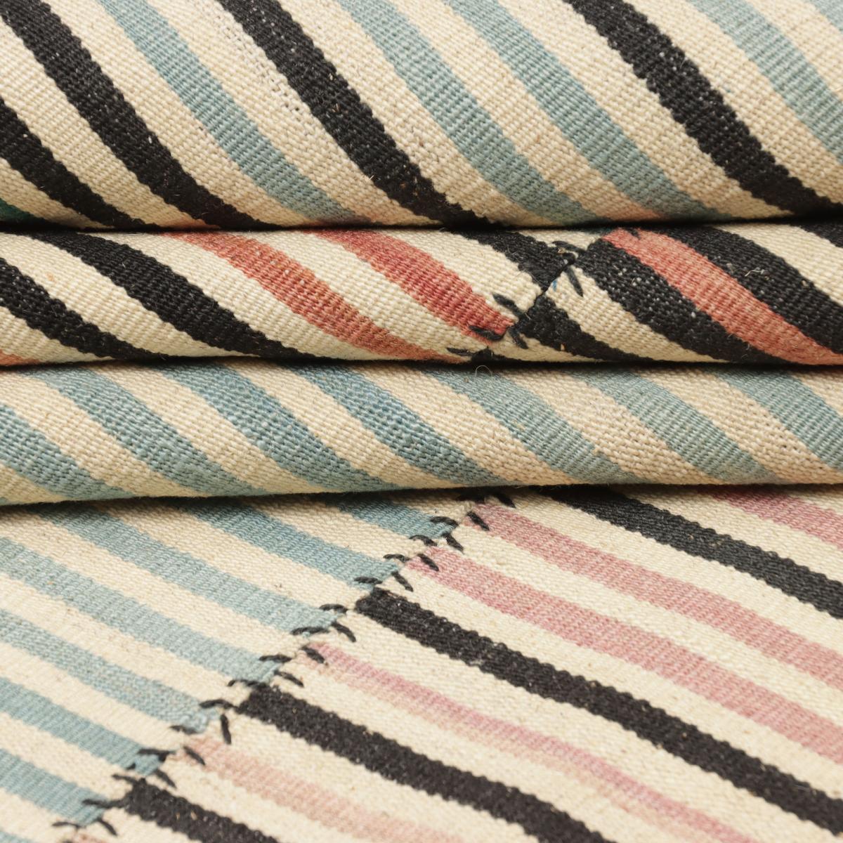 Authentique tapis d'Orient kilim fait main en laine A 2 orange, bleu, vert, UN AMOUR DE TAPIS