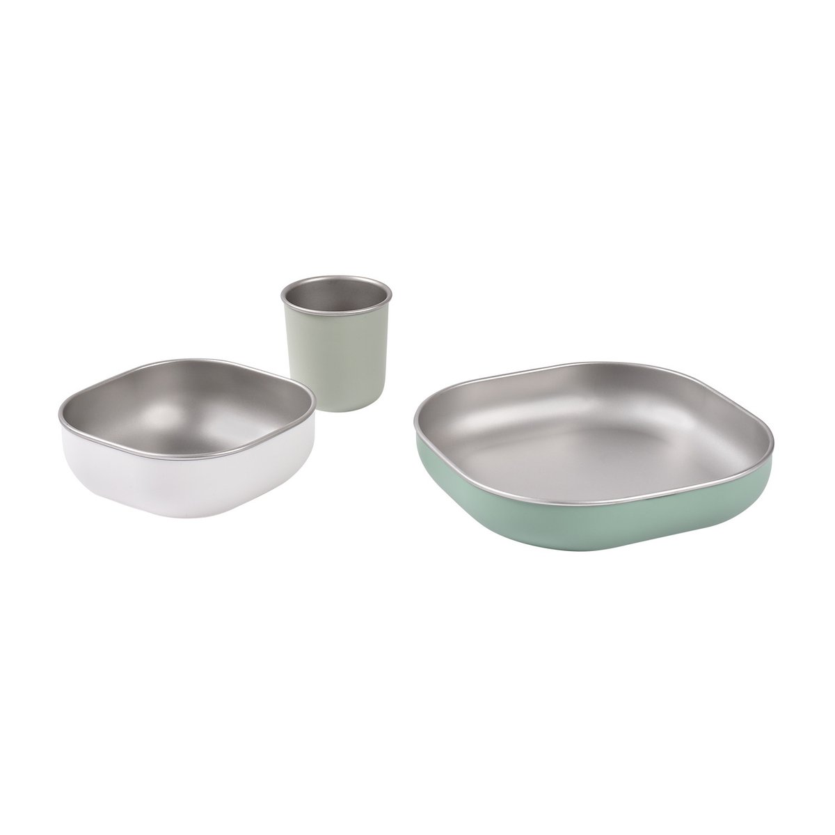 Coffret d'apprentissage repas en inox vert sauge, BEABA