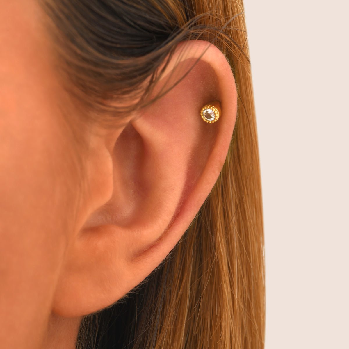 Piercing plat etel - candy blanc, CAROLINE NAJMAN