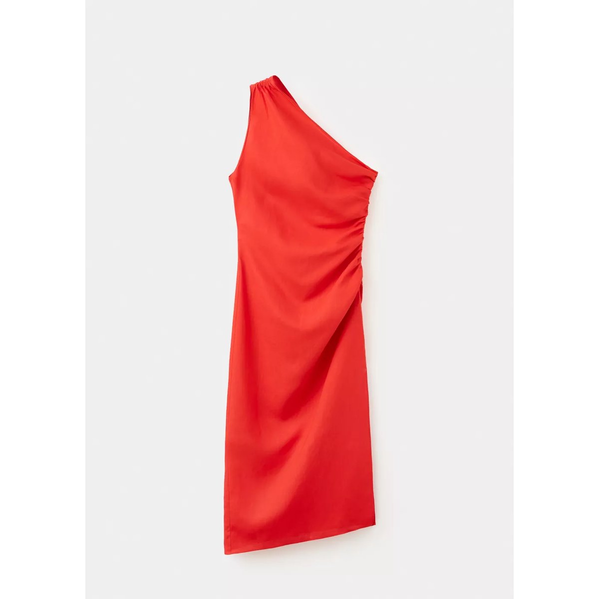 Robe asymétrique froncée orange, MANGO