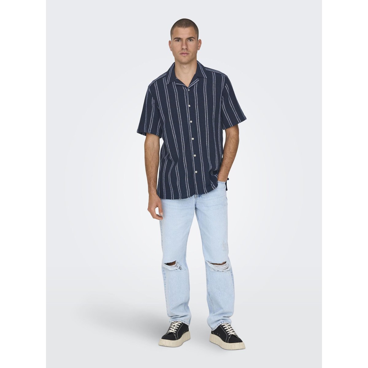 Chemisette rayée dark navy, ONLY & SONS