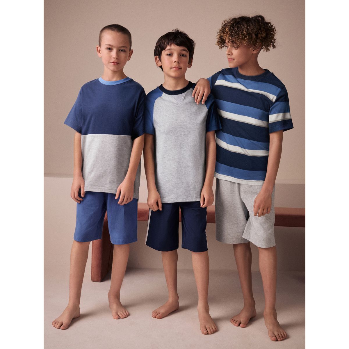 Pyjama short, lot de 3 bleu marine/gris, NEXT