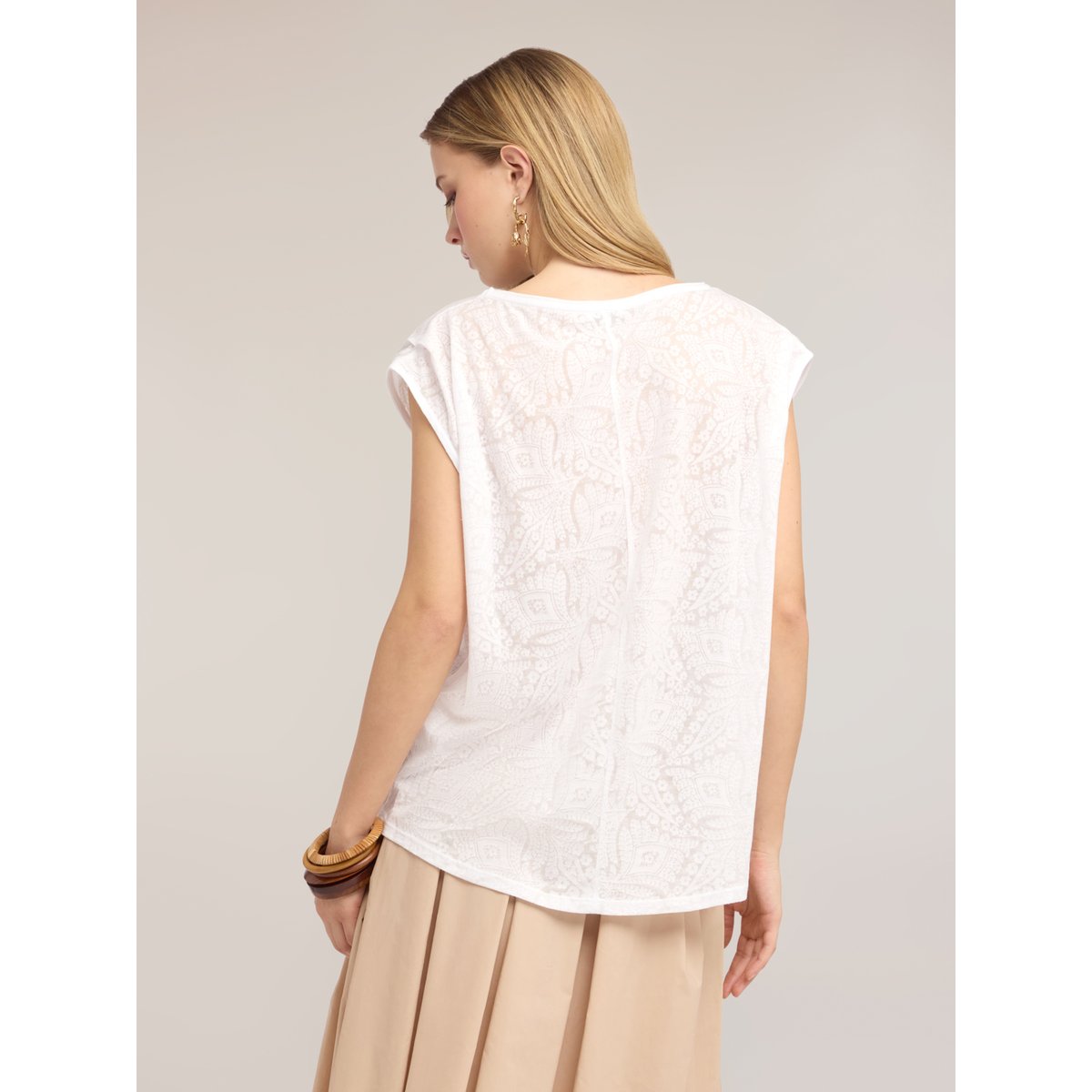 T-shirt avec traitement devoré blanc, MOTIVI