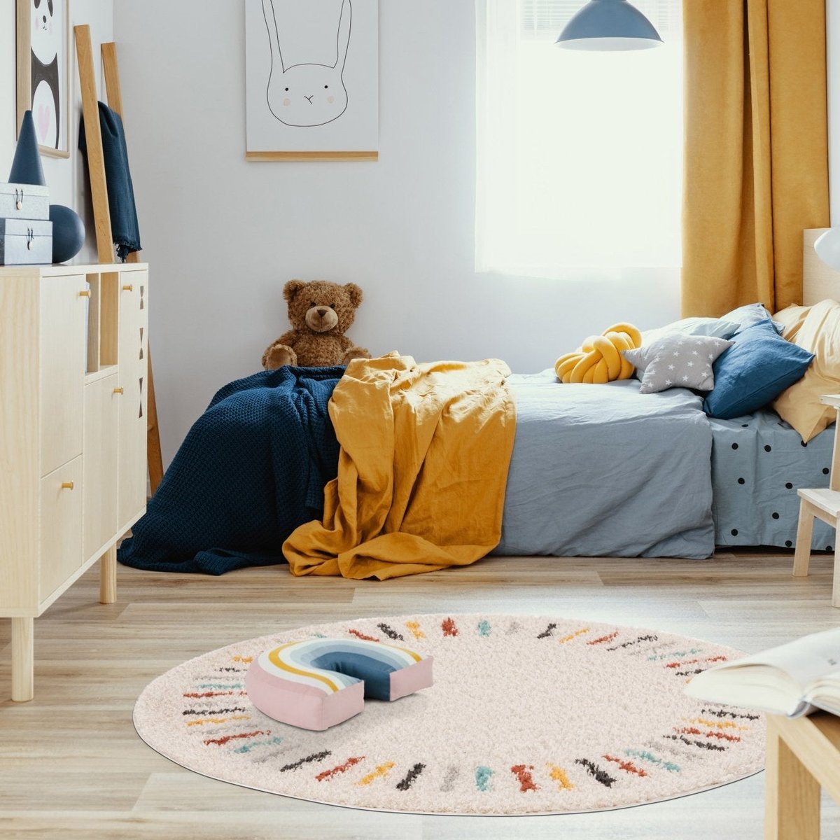 Tapis enfant rond tout doux ARPEGE beige sable, AFK LIVING