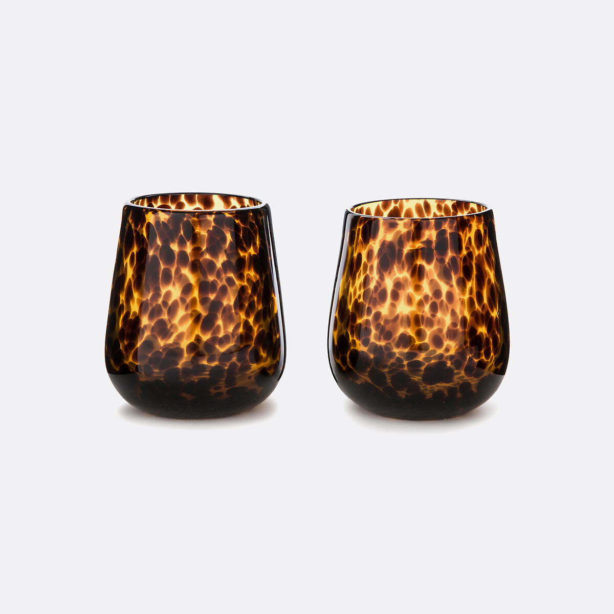 Lot de 2 photophores en verre ambré, Fauvita marron, LA REDOUTE INTERIEURS
