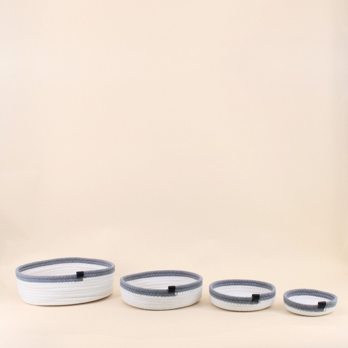 Set de 4 paniers en corde et blanc, AZAO