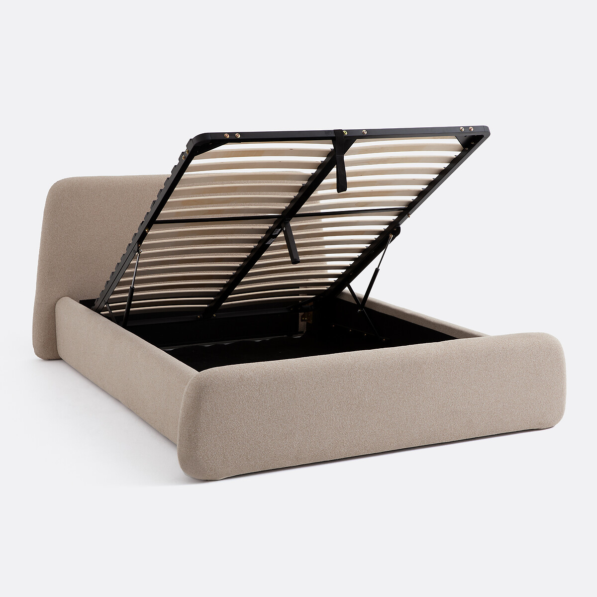Lit coffre avec sommier relevable, tissu texturé, STEEN beige, LA REDOUTE INTERIEURS