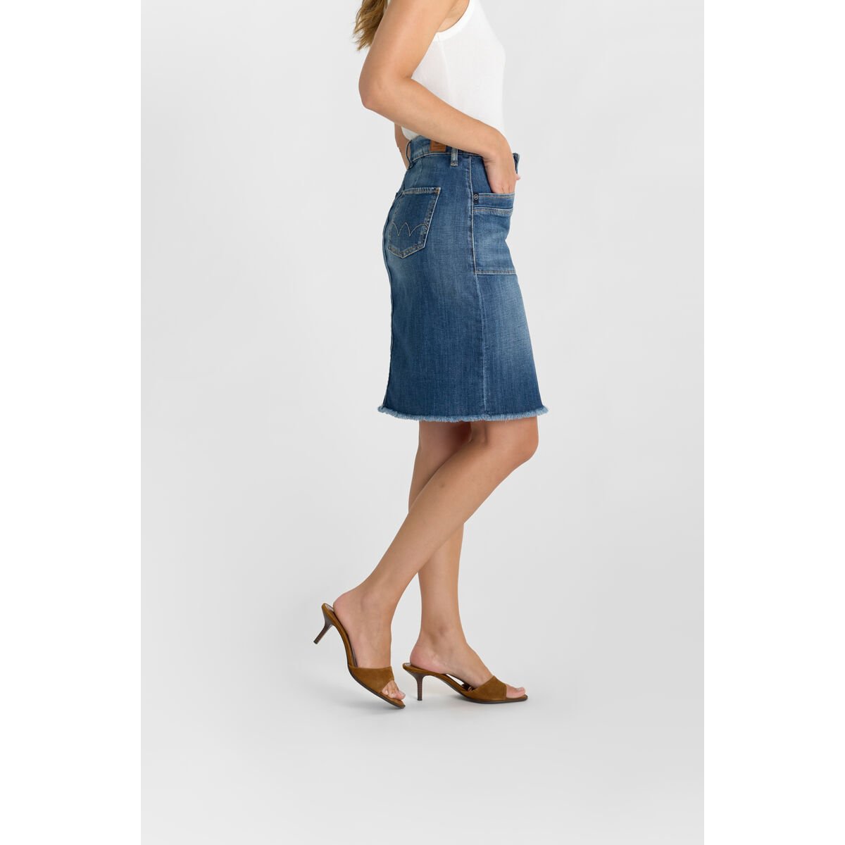 Jupe droite en jeans SIVIA blue, LE TEMPS DES CERISES