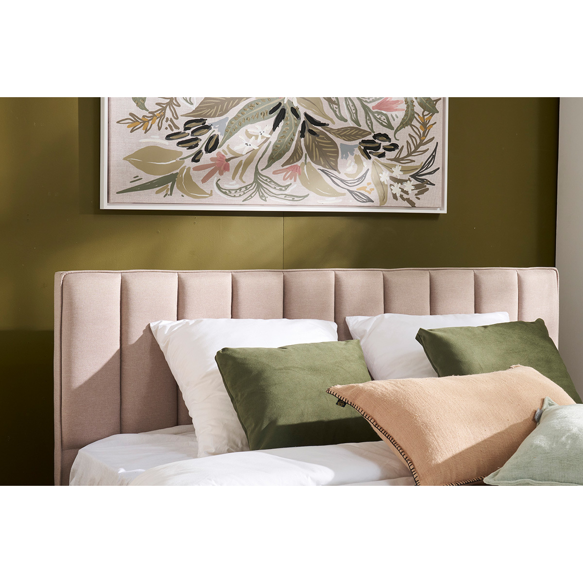 Lit 2 places 160x200 cm en tissu beige DIANE beige, MILIBOO