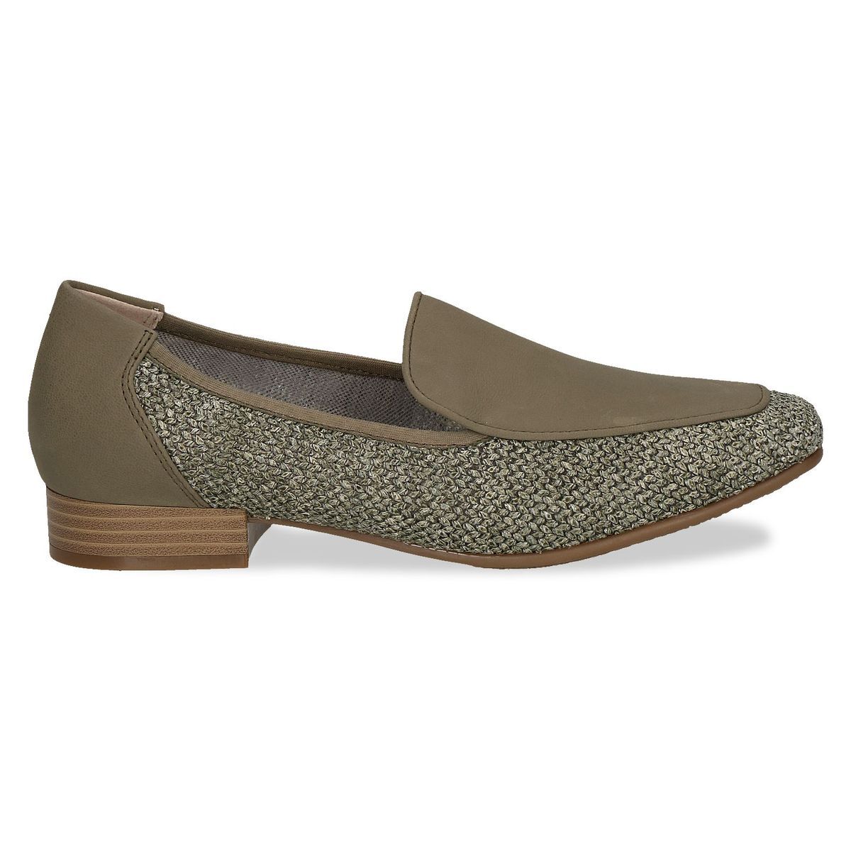 Slipper talon bloc vert kaki nubuck, CAPRICE