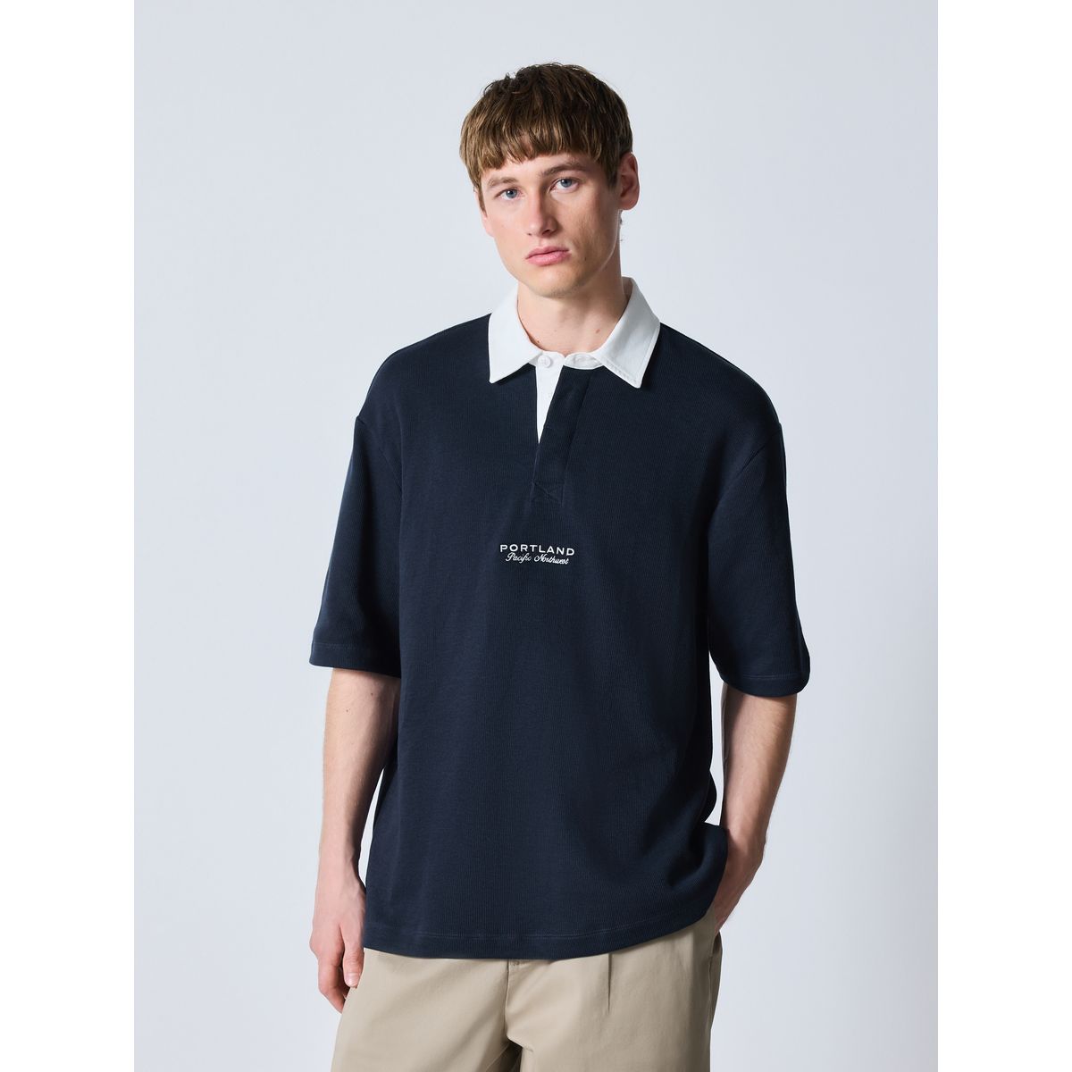 Chemise style rugby à manches courtes bleu marine, NEXT
