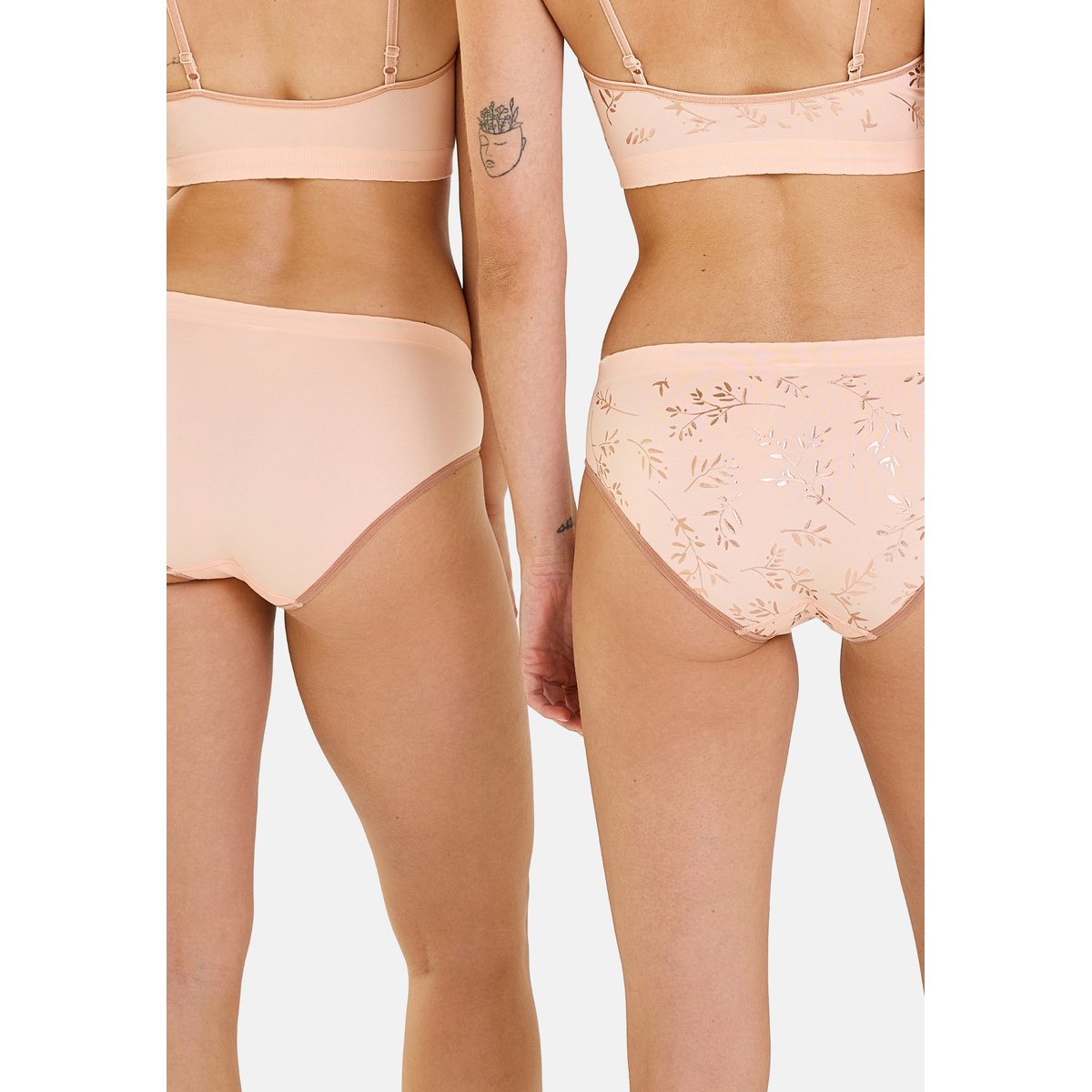 Lot de deux slips ZEN ANNIVERSAIRE feuillage cuivré + rose pêche, BILLET DOUX