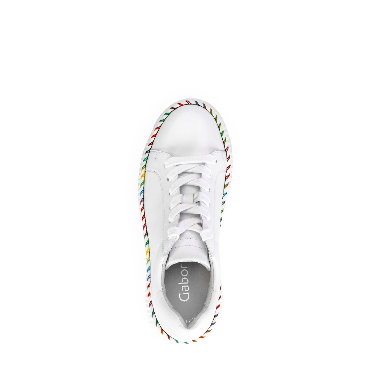 Baskets en cuir lisse à talon compensé blanc, GABOR
