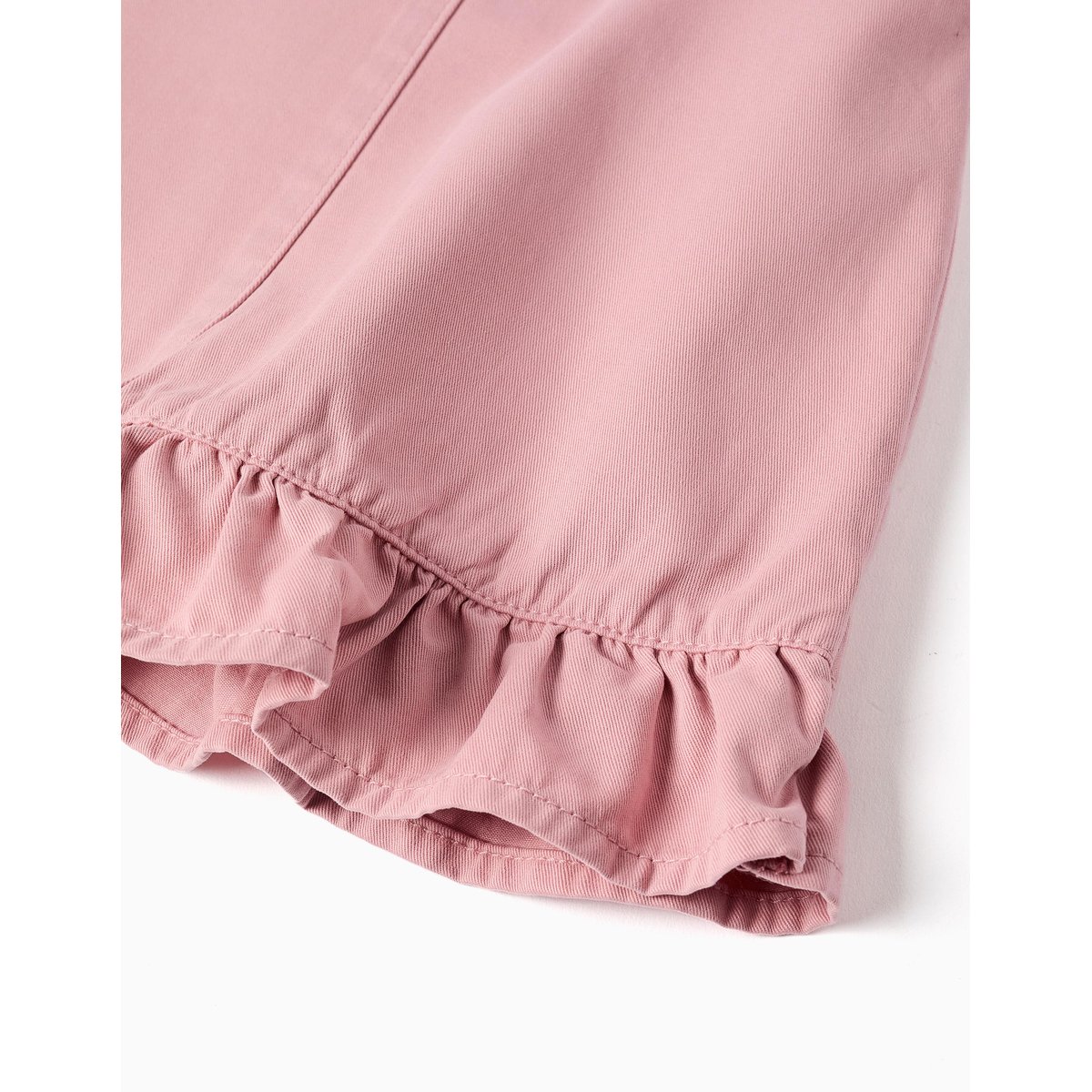 Robe salopette en sergé avec ourlet à volants rose clair, ZIPPY