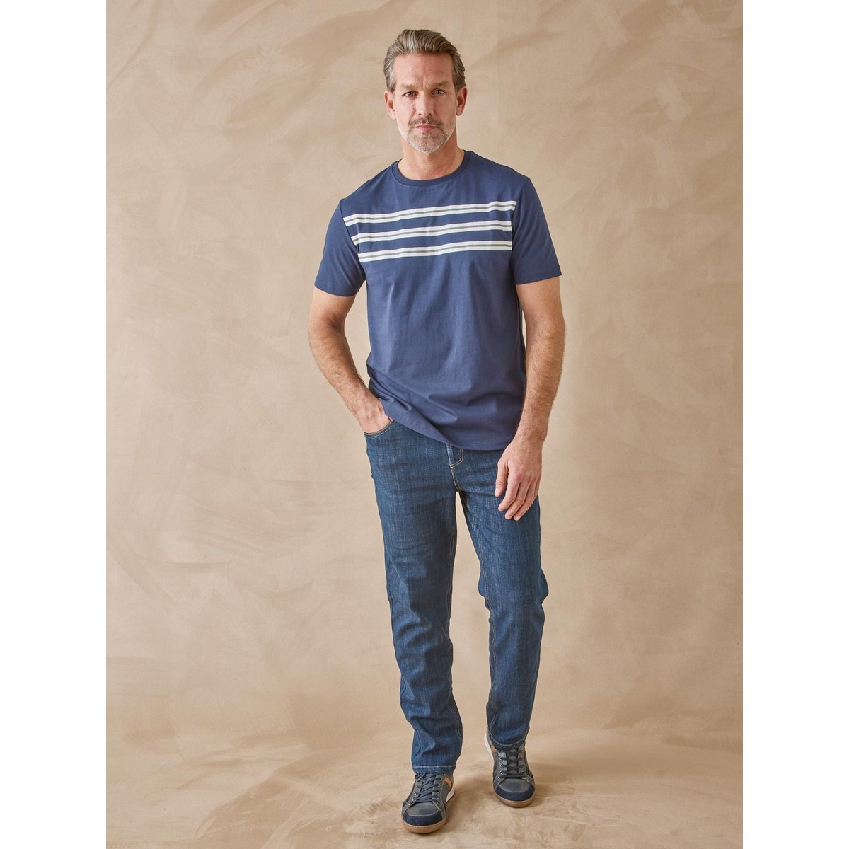 Lot de 2 tee-shirts rayés homme lot bleu, DAXON