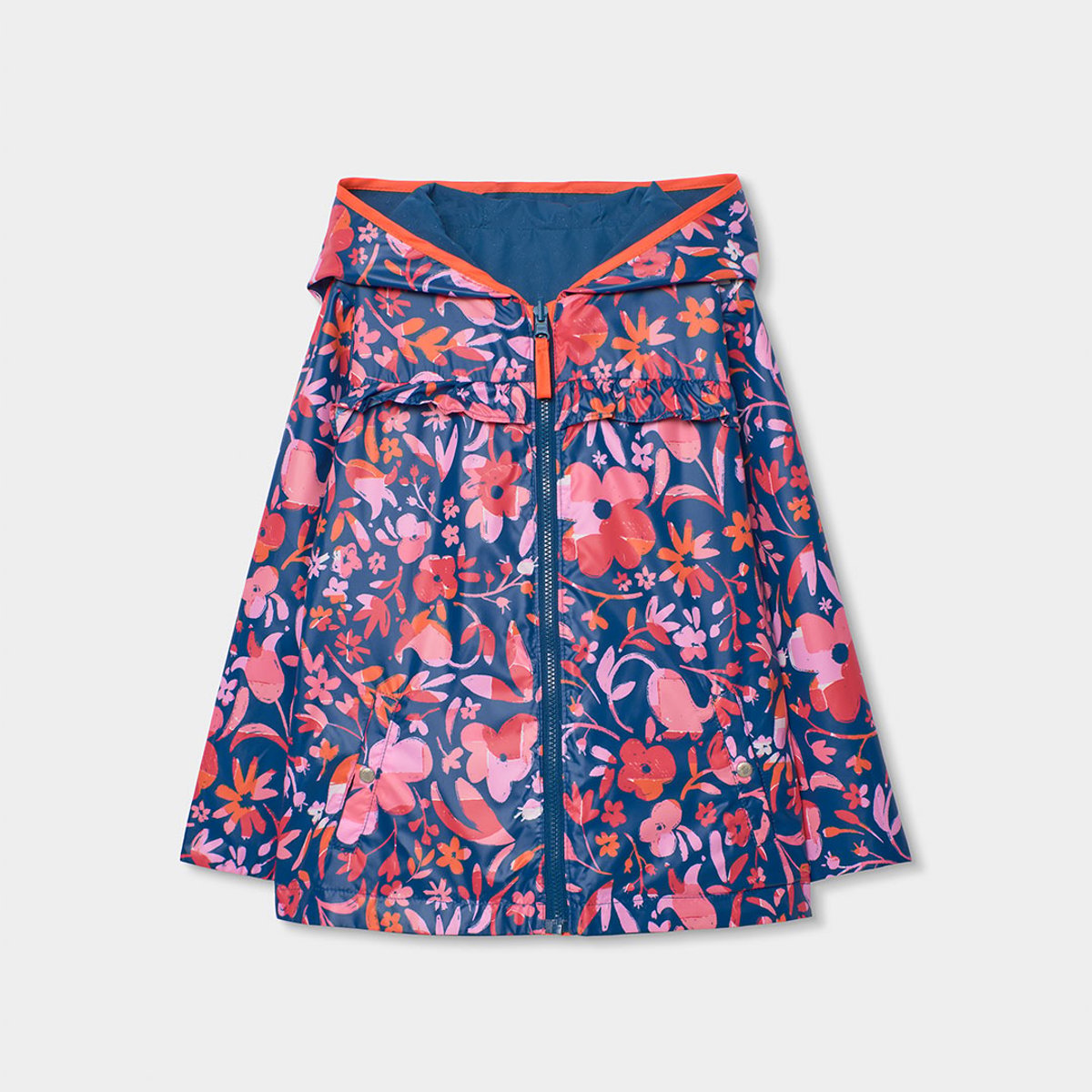 Parka fille réversible en tissu technique bleu, BOBOLI