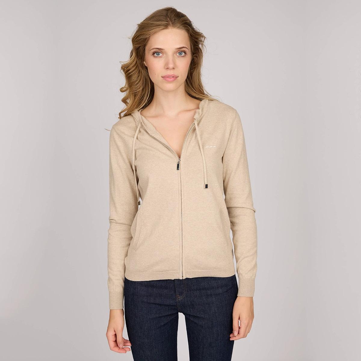 Cardigan zippé beige, MISE AU GREEN