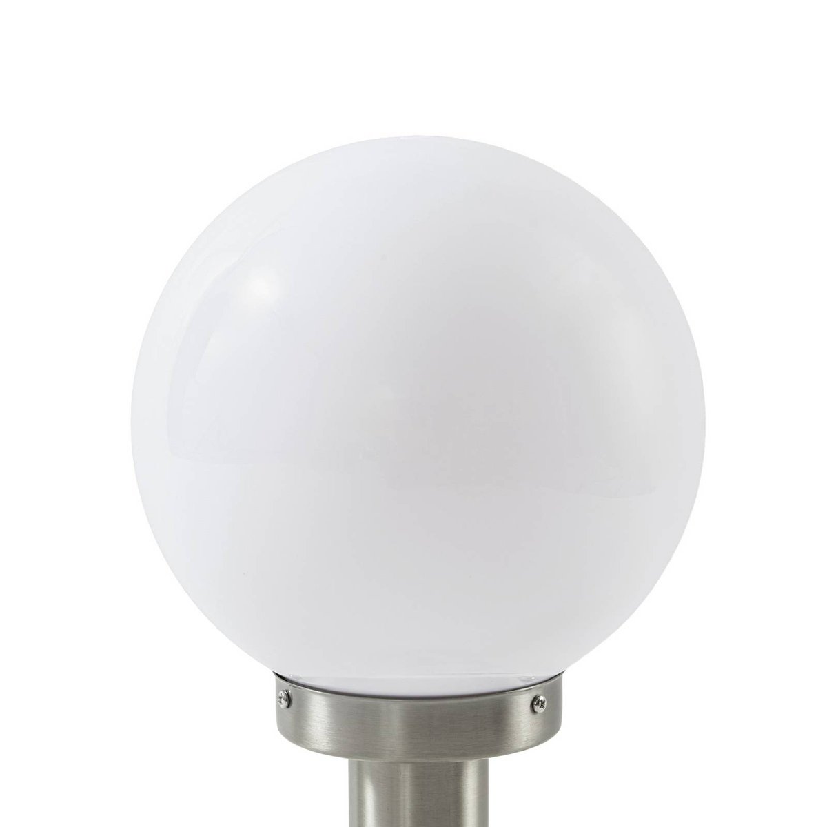 Luminaire extérieur en inox moderne, Vedran acier inoxydable, blanc opale, LINDBY