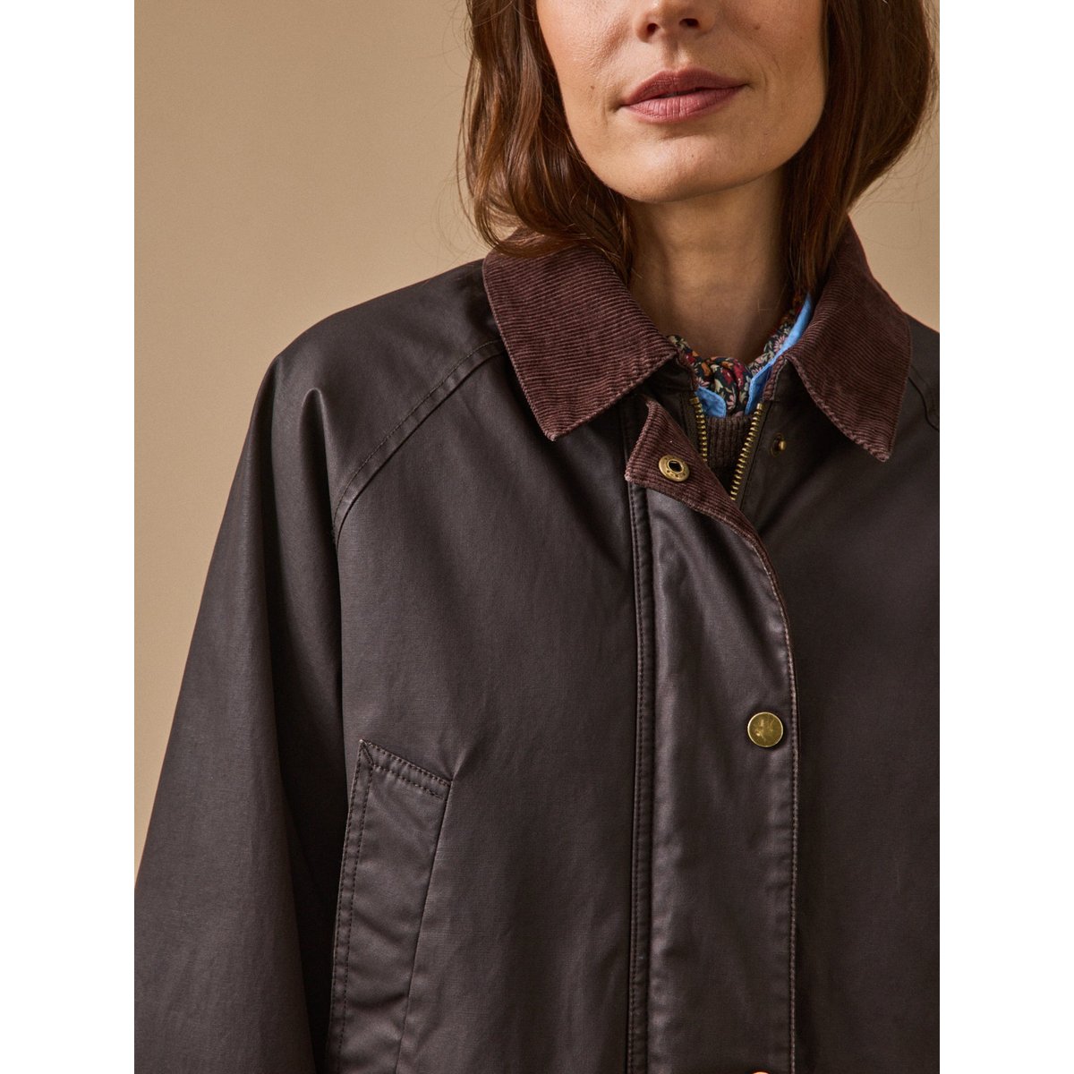 Veste  coton enduit chocolat, CYRILLUS