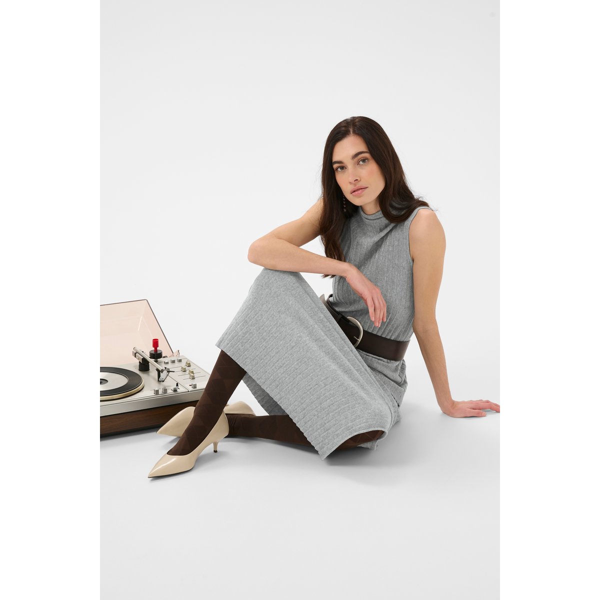 Pullover tricoté gris grey melange, CULTURE