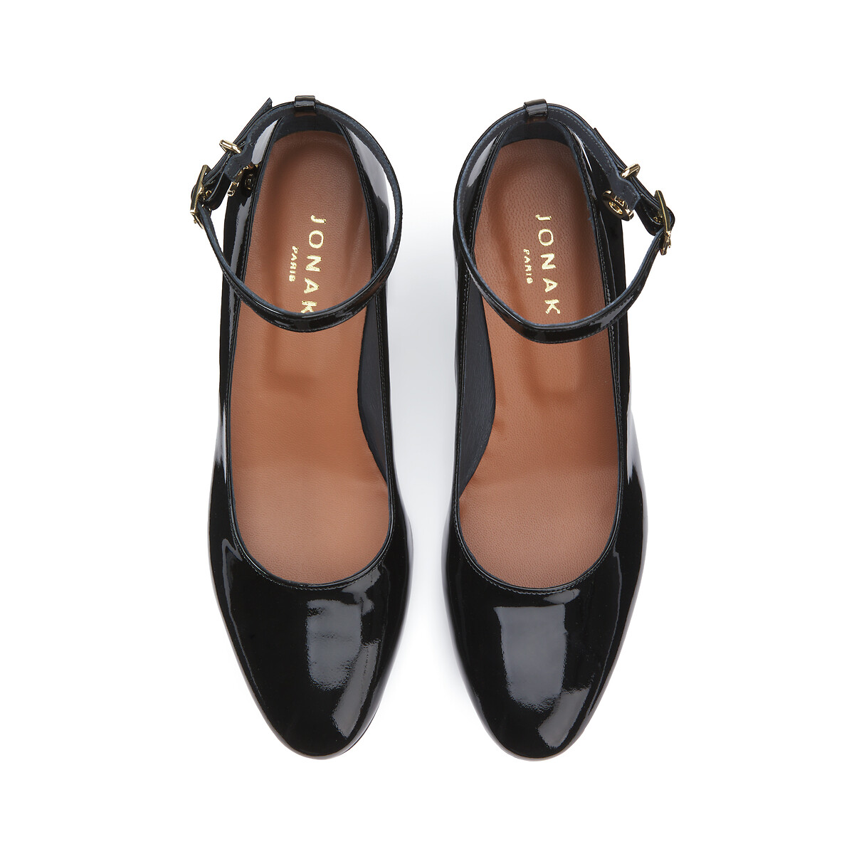 Diamant Leather Ballet Flats with Heel black patent, JONAK
