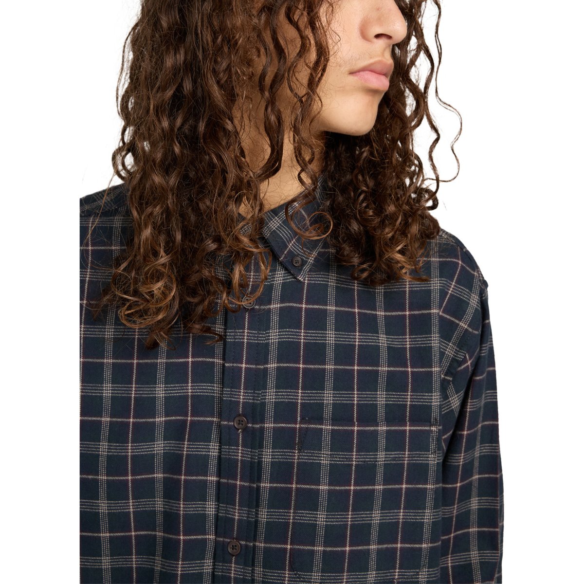 Chemise manches longues BUTTON DOWN REGULAR FLANNEL bleu tartan blue, ELEMENT
