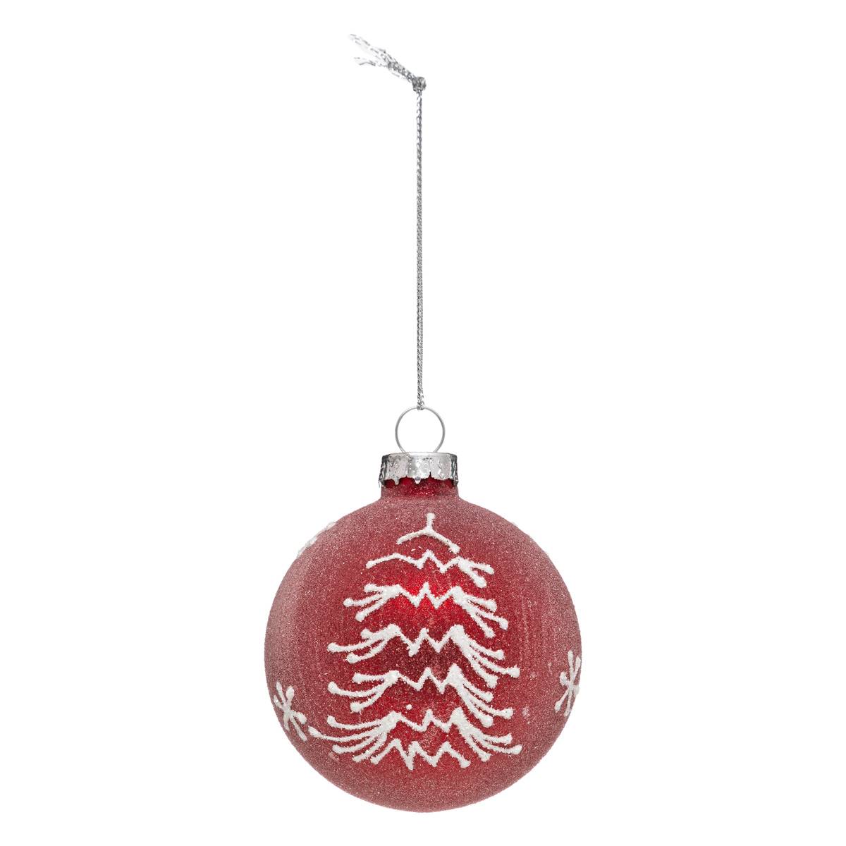 Boule de Noël en Verre 70 mm Givré Imprimé blanc, FEERIC LIGHTS & CHRISTMAS