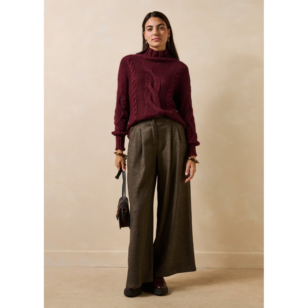 Pantalon oversize en tweed ecorce, LA FEE MARABOUTEE