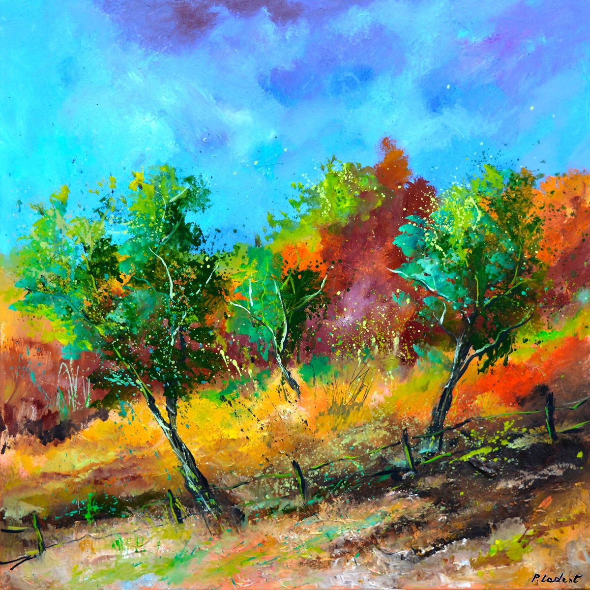 Tableau paysage trio vert tableau alu dibond, HEXOA