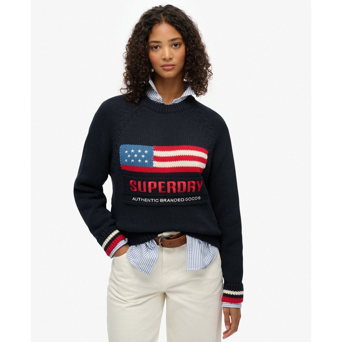 Pull en maille col rond Americana bleu marine éclipse, SUPERDRY