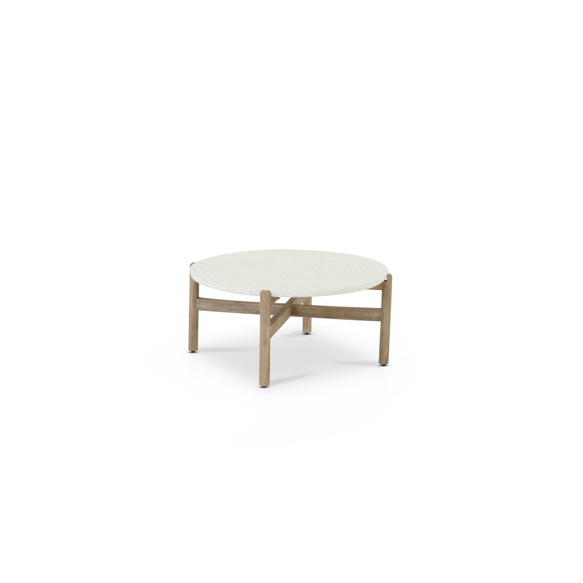 Table basse, ronde, terrazo, PROVENZA bois clair, plateau blanc, DEFORA HOME
