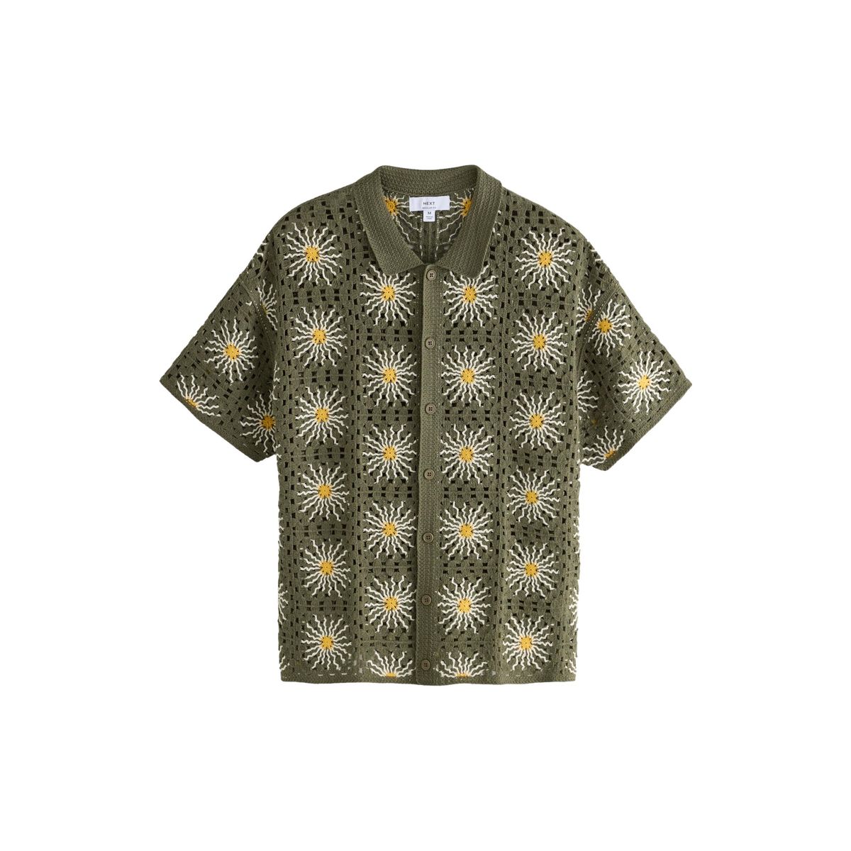 Chemise en maille crochet à carreaux floraux vert foncé, NEXT