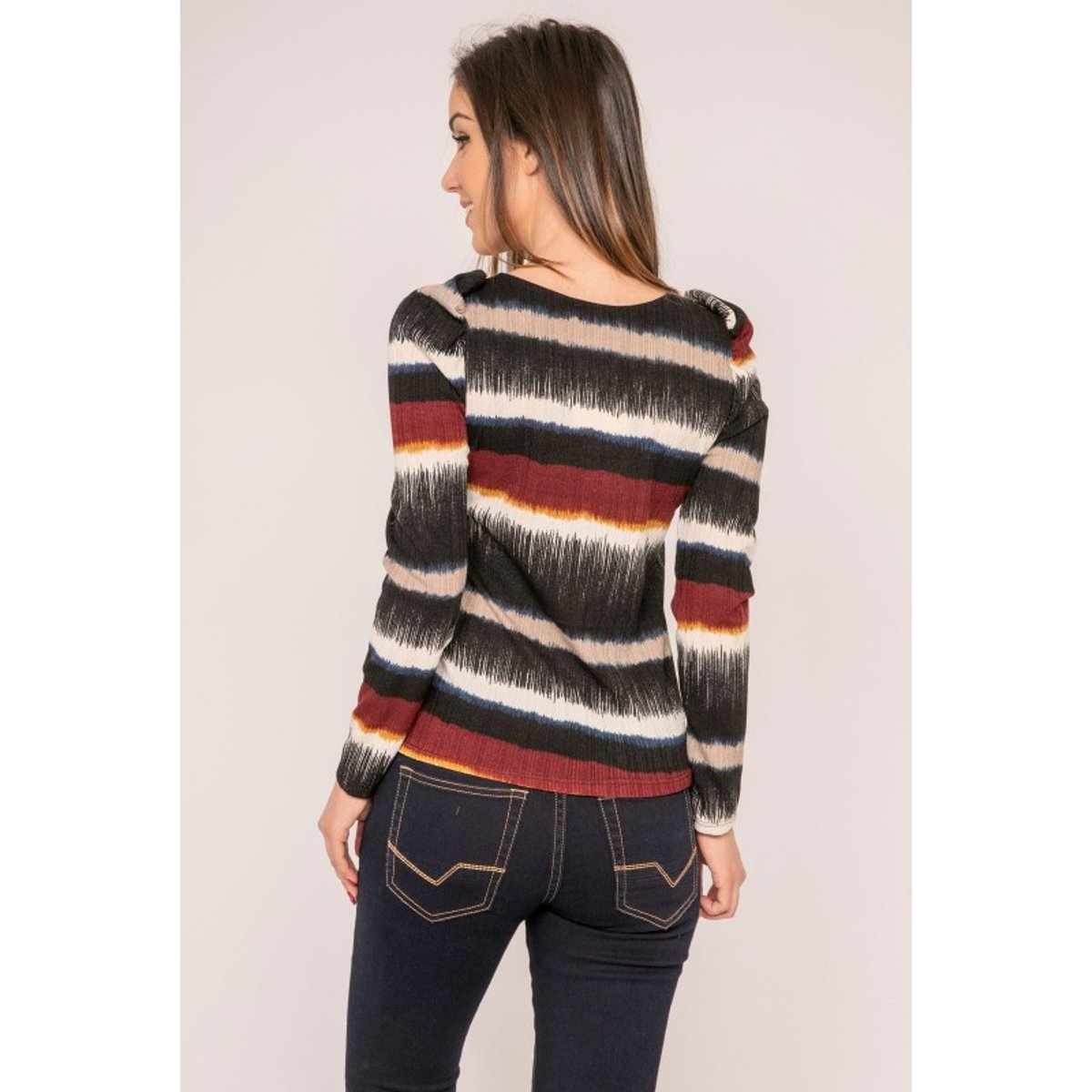 Top Manches Longues Motifs Fillo noir, DONA LISA