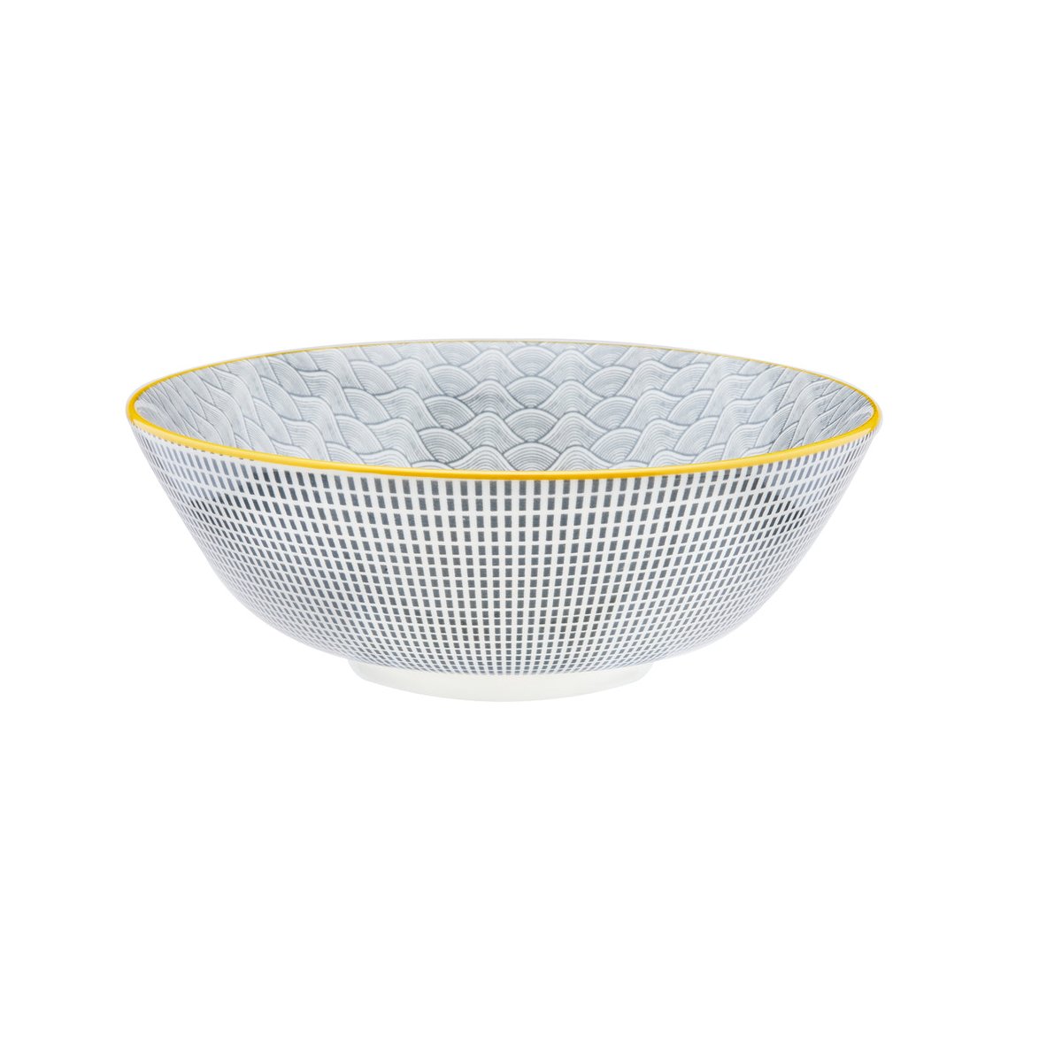 Lot de 6 grands bols en porcelaine, PATTERN gris anthracite, BJORN