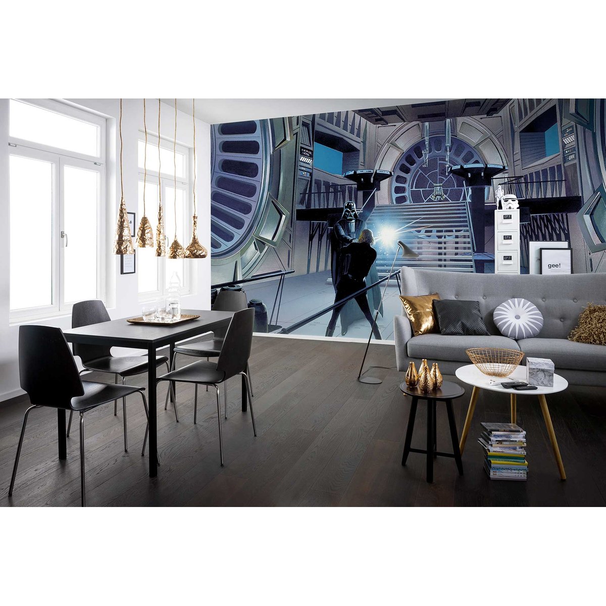 Papier peint Komar - Star Wars Classic RMQ Duell Throneroom - 500 x 250 cm bleu, HEXOA